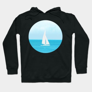 Tranquility - White sailboat Sailing in pretty blue waters Hoodie